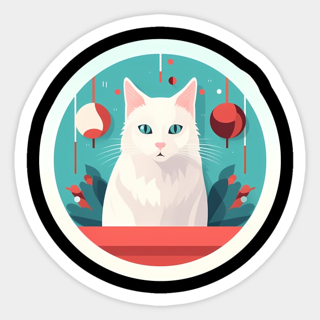 Turkish Angora Cat Xmas Ornament, Love Cats Sticker by logiamerch